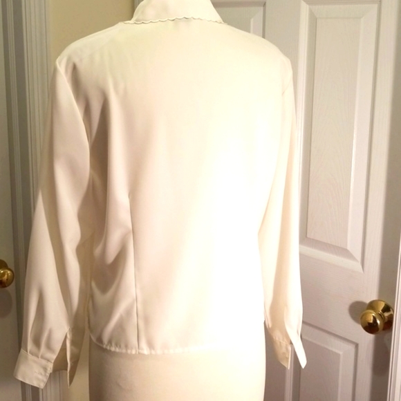 ☀️VINTAGE ☀️ Women's BLOUSE ☀️Notations Beautiful White L/S Blouse - Picture 6 of 8